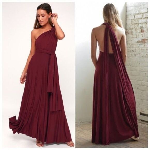 Lulus Tricks of the Trade Burgundy Convertible Maxi Dress Size Small - Picture 6 of 13